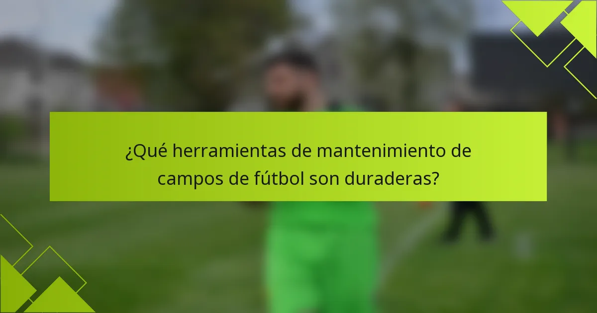 ¿Qué herramientas de mantenimiento de campos de fútbol son duraderas?
